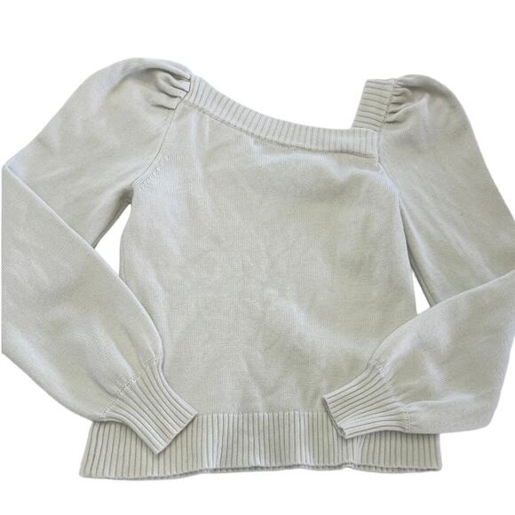 Marissa Webb Sweater Womens X Small White Asymmetric Knit Puff Sleeve Wool Blend - Picture 3 of 8